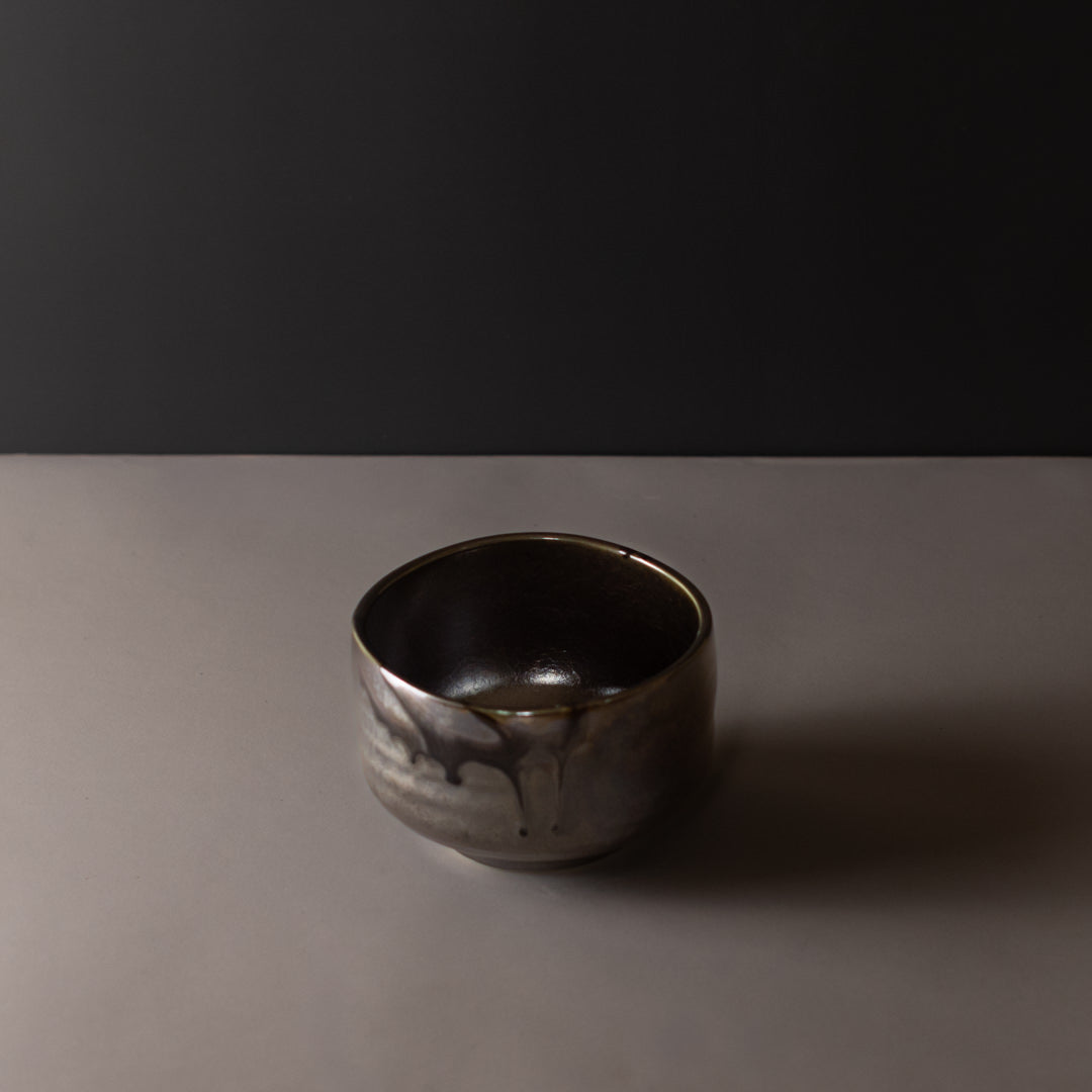 Premium 11.5cm Metallic Black Matcha Tea Bowl 400ml Dishwasher Microwave Safe