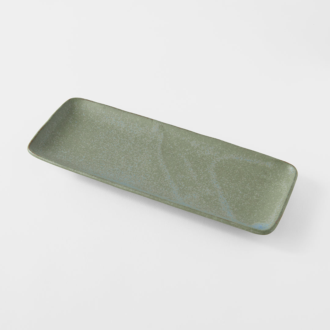 Premium Ceramic Rectangular Plate – Green Fade Glaze 29.5 x 12cm