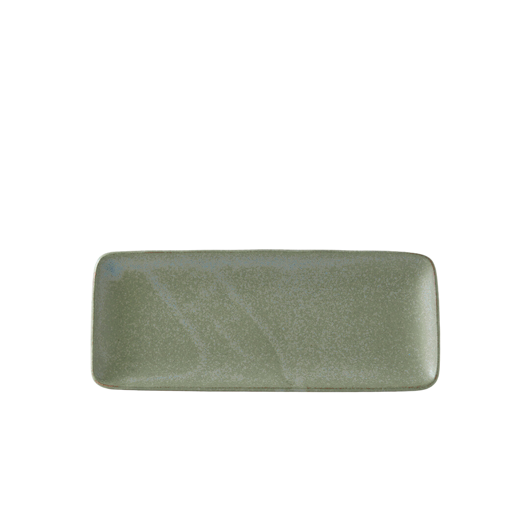 Premium Ceramic Rectangular Plate – Green Fade Glaze 29.5 x 12cm