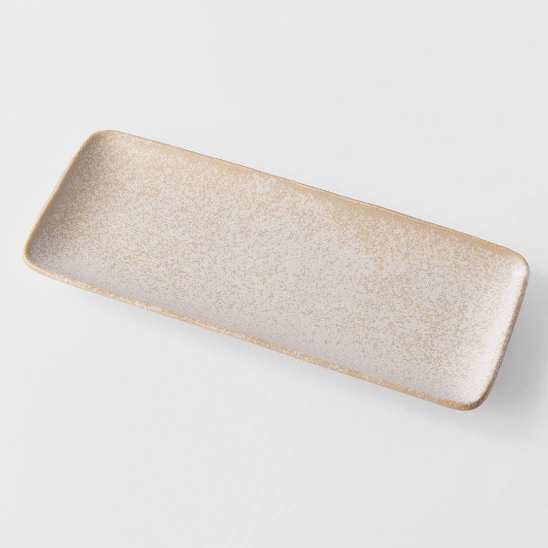 Premium Ceramic Rectangular Plate – Beige White Fade Glaze 29.5 x 12cm