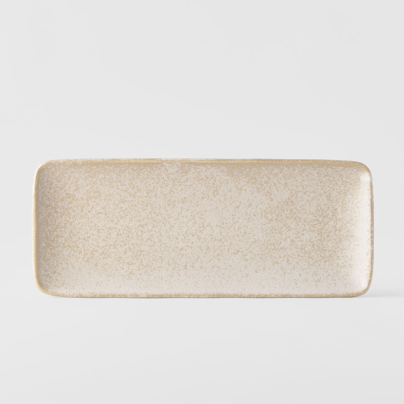 Premium Ceramic Rectangular Plate – Beige White Fade Glaze 29.5 x 12cm