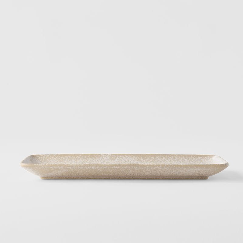 Premium Ceramic Rectangular Plate – Beige White Fade Glaze 29.5 x 12cm