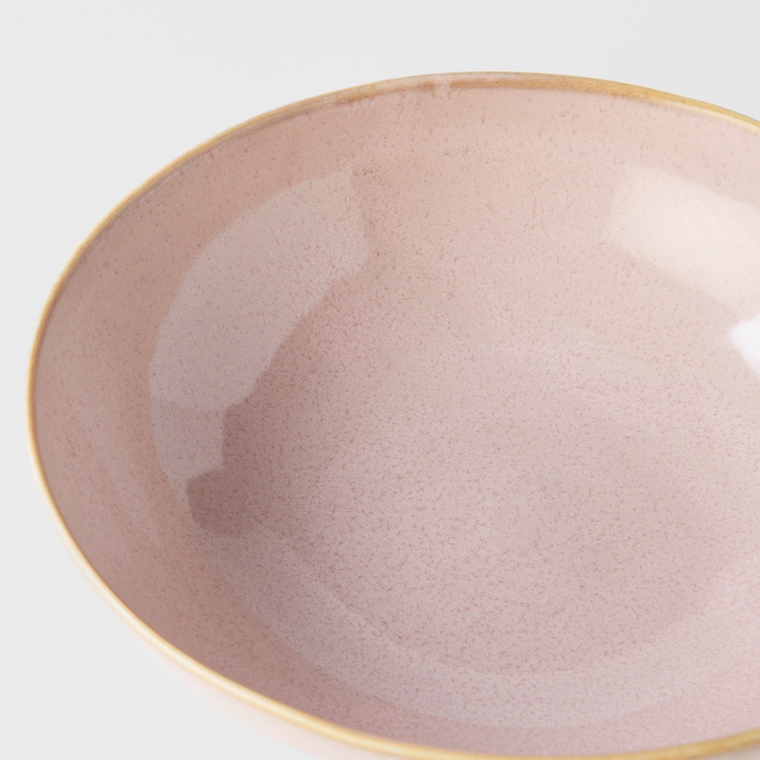 Premium 16.5cm Sakura Pink Glaze Oval Ceramic Bowl 300ml Dishwasher Microwave Safe
