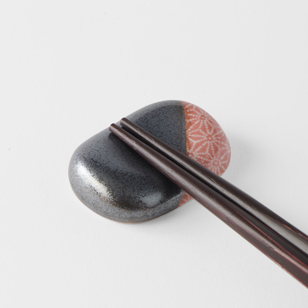 Premium Pebble Black Orange Ceramic Chopstick Rest Dishwasher Microwave Safe