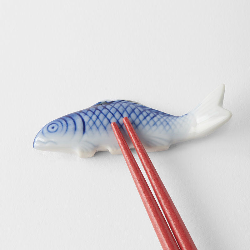 Blue Fish White Glaze Chopstick Rest Dishwasher Microwave Safe Tableware