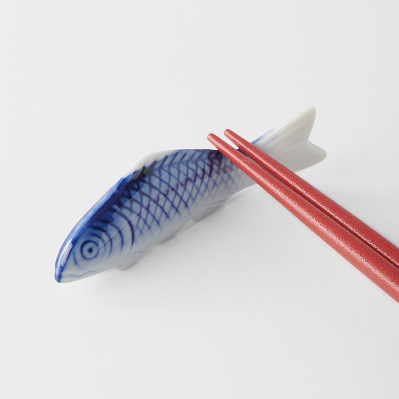 Blue Fish White Glaze Chopstick Rest Dishwasher Microwave Safe Tableware