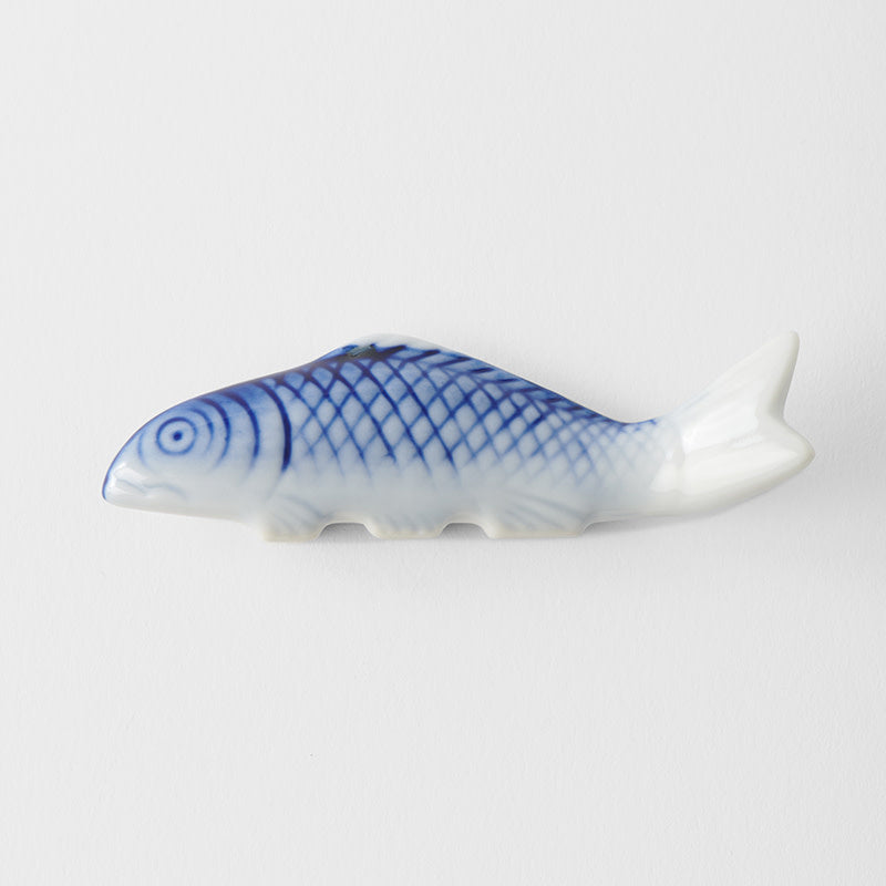 Blue Fish White Glaze Chopstick Rest Dishwasher Microwave Safe Tableware