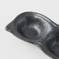 Black Glaze Edamame Triple Pod Dish 200ml Dishwasher Microwave Safe