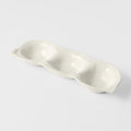 Matte White Glaze Ceramic Edamame Triple Pod Dish 200ml Dishwasher Microwave Safe