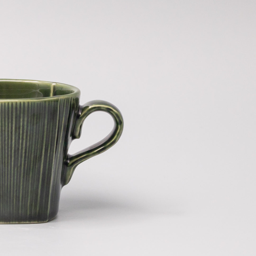 Premium 180ml Reeded Oribe Glaze Ceramic Mug Dishwasher Microwave Safe