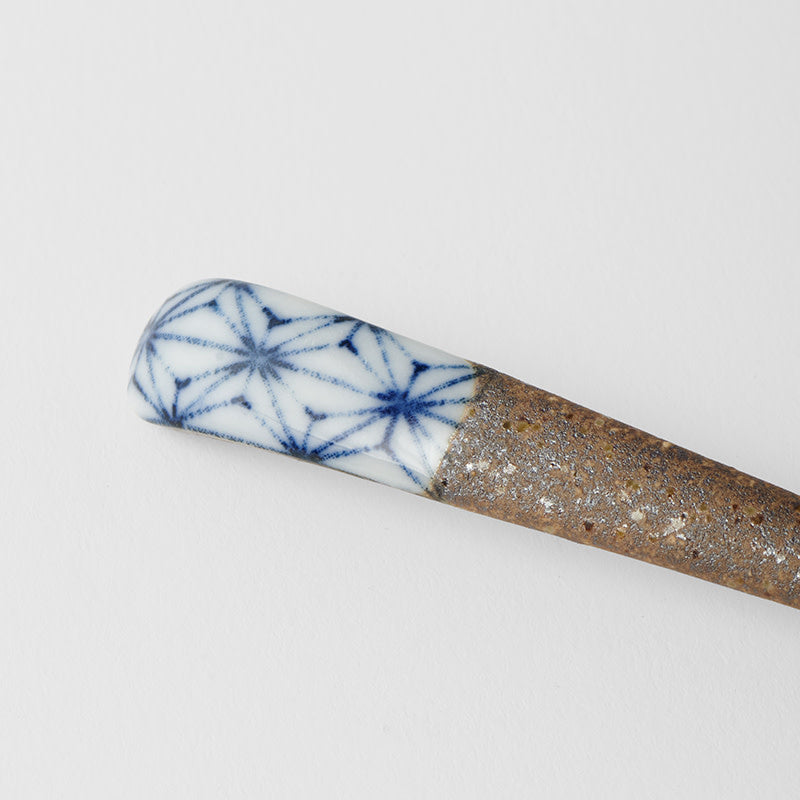 Premium Indigo Asanoha Small Bisque Ceramic Spoon Dishwasher Microwave Safe