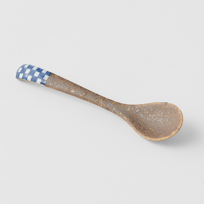 Premium Small Spoon – Bisque Indigo Checkerboard