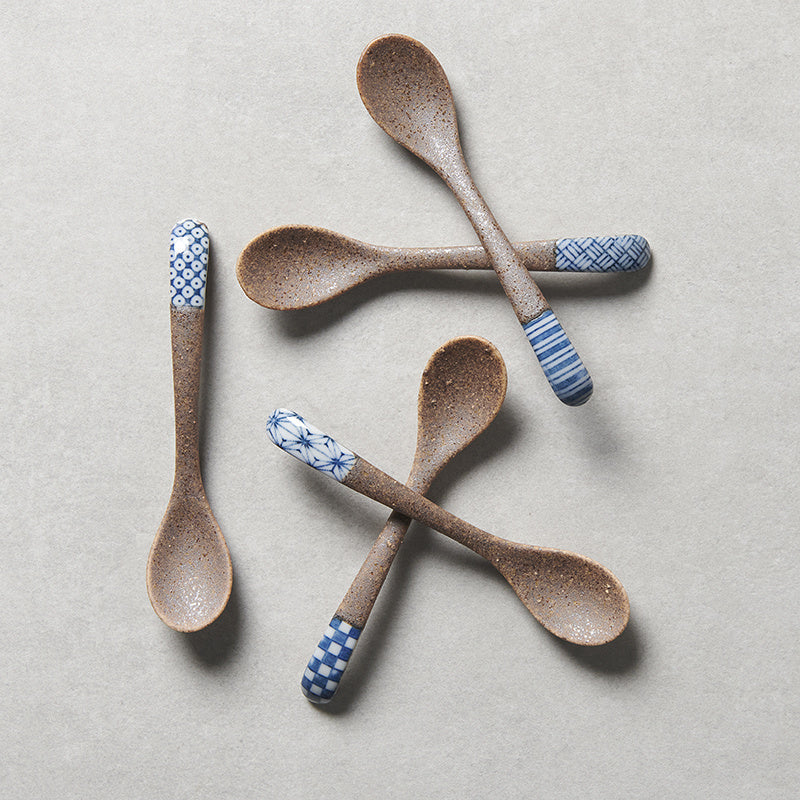 Premium Small Spoon – Bisque Indigo Checkerboard