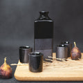 Premium Ceramic Sake Set – Gunmetal Black Glaze 5 Piece