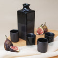 Premium Ceramic Sake Set – Gunmetal Black Glaze 5 Piece