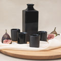 Premium Ceramic Sake Set – Gunmetal Black Glaze 5 Piece