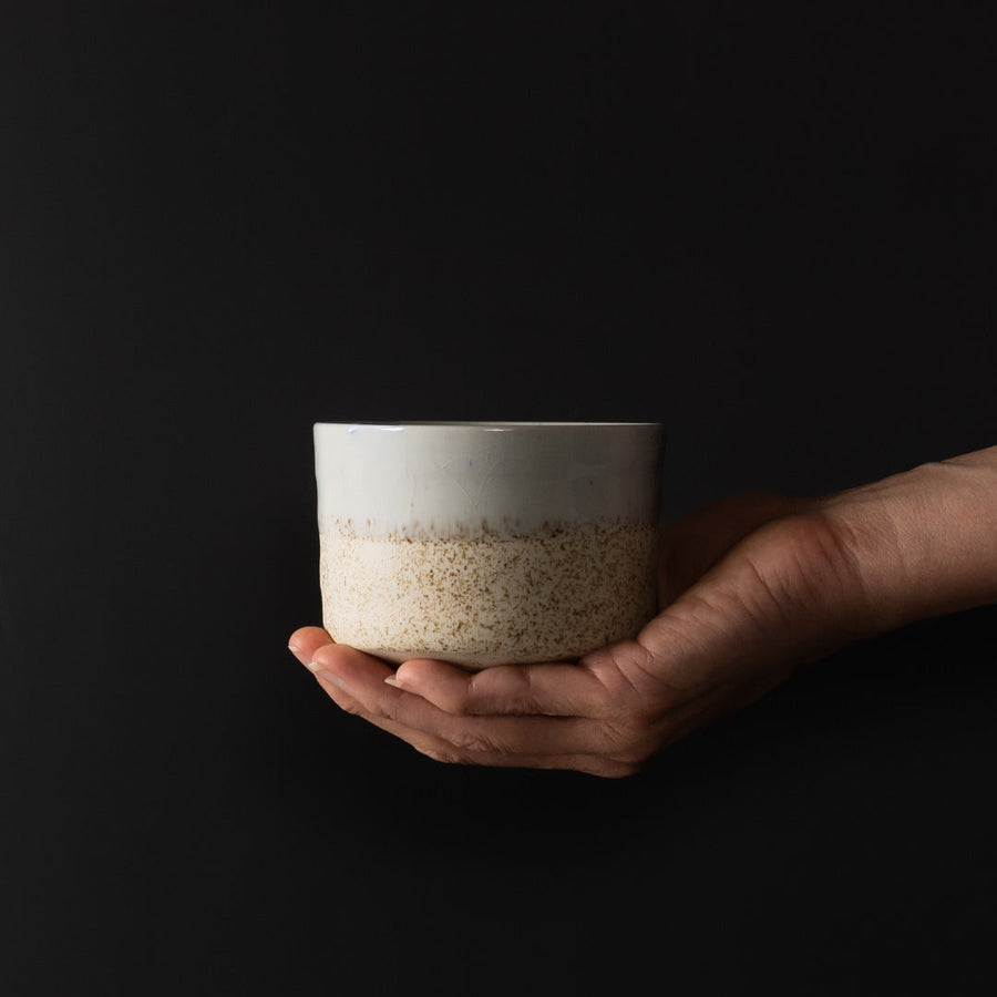 Premium 10cm Aozora Fleck Ceramic Matcha Tea Bowl 400ml Dishwasher Microwave Safe