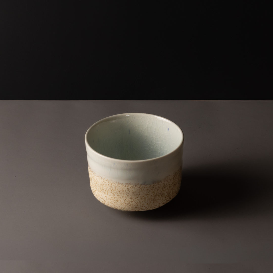 Premium 10cm Aozora Fleck Ceramic Matcha Tea Bowl 400ml Dishwasher Microwave Safe