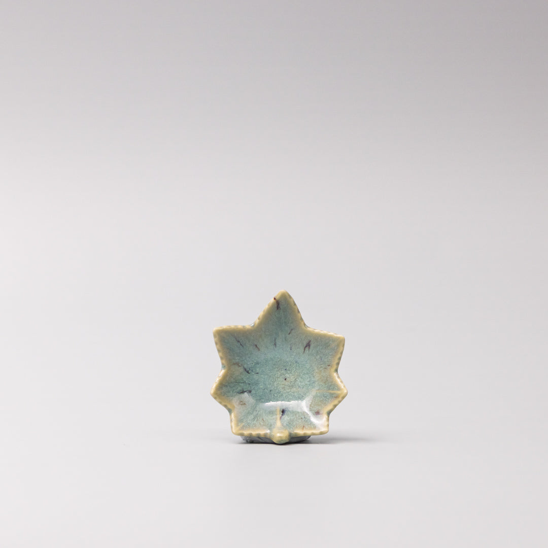 Premium Ceramic Maple Leaf Sauce Dish – Turquoise Mint Green 6cm, 6ml