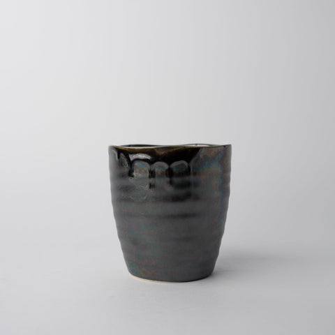 Premium Sushi Mug – Metallic Black Drip Glaze 325ml