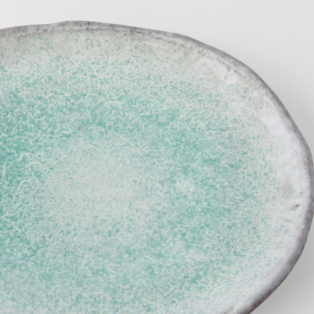 Premium Oval Plate – Turquoise Aqua Splash Glaze 25cm