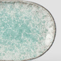 Premium Ceramic Oval Plate – Blue Aqua Splash Glaze 17 x 11cm