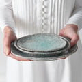 Premium Ceramic Oval Plate – Blue Aqua Splash Glaze 17 x 11cm