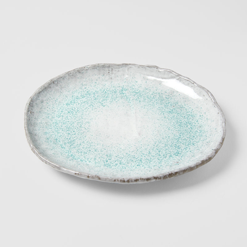 Premium Oval Plate – Turquoise Aqua Splash Glaze 30cm