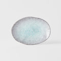 Premium Ceramic Oval Plate – Blue Aqua Splash Glaze 24 x 17cm