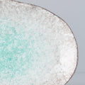 Premium Ceramic Oval Plate – Blue Aqua Splash Glaze 24 x 17cm