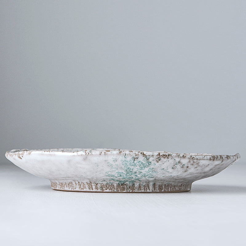 Premium Ceramic Oval Plate – Blue Aqua Splash Glaze 24 x 17cm