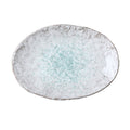 Premium Ceramic Oval Plate – Blue Aqua Splash Glaze 24 x 17cm