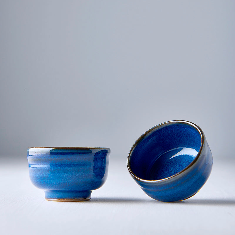 Premium 35ml Gura Kiln Blue Glaze Ceramic Sake Cup Dishwasher Safe