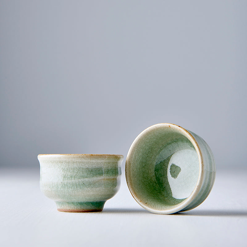 Celadon Glaze 35ml Ceramic Sake Cup Light Green Japanese Tableware Dishwasher Safe