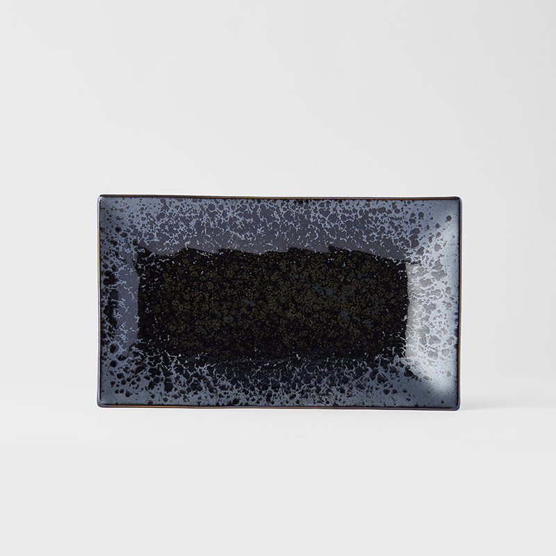Premium 33cm Black Pearl Glaze Rectangular Ceramic Platter Dishwasher Microwave Safe