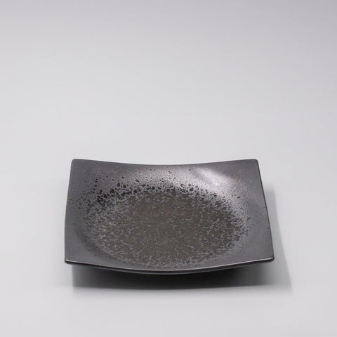 Premium 22cm Black Pearl Glaze Square Ceramic Plate Japanese Tableware