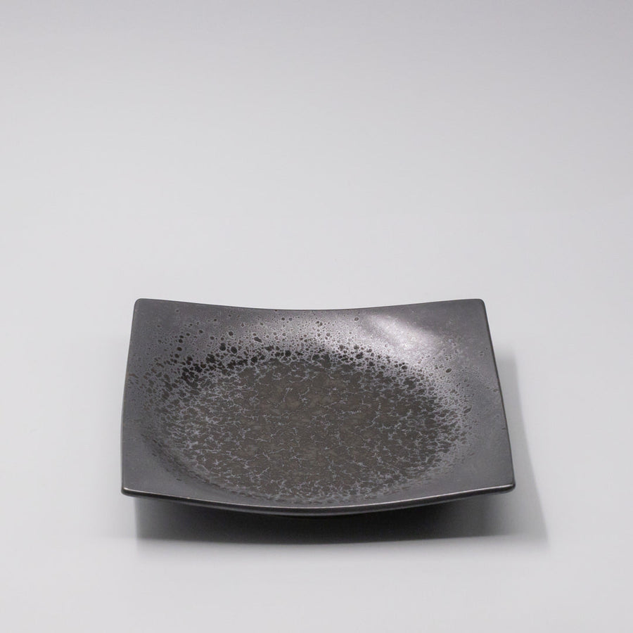 Premium 22cm Black Pearl Glaze Square Ceramic Plate Japanese Tableware