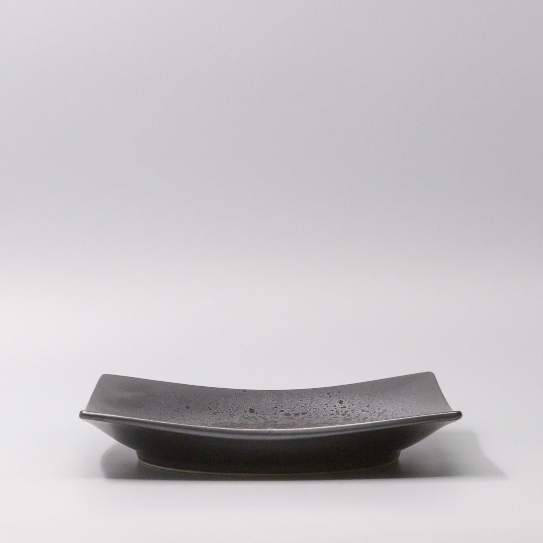 Premium 22cm Black Pearl Glaze Square Ceramic Plate Japanese Tableware