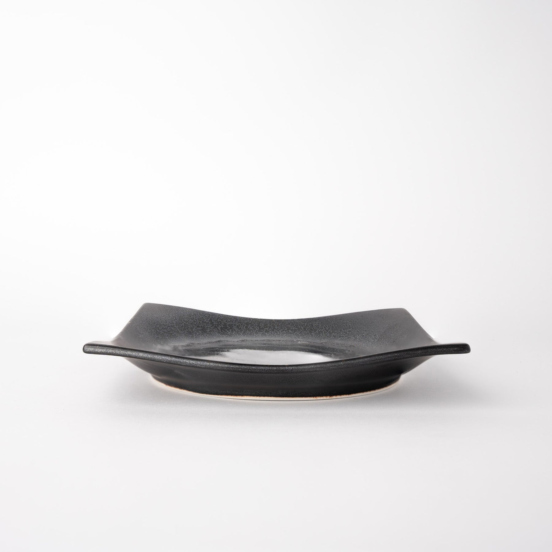 Premium Square Plate – Black Pearl Glaze 16cm