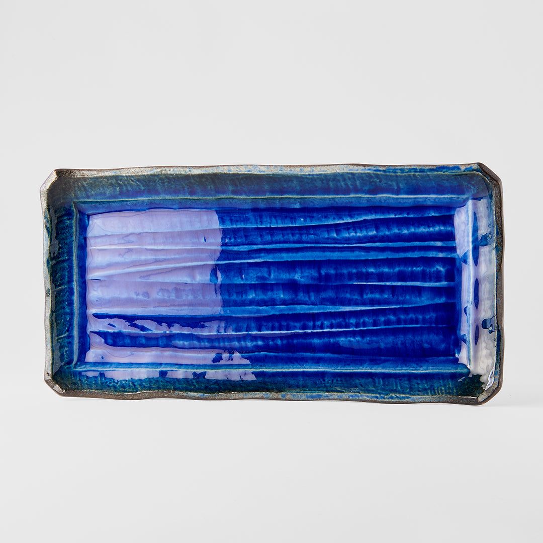 Platter Rectangular 43cm Cobalt Blue Glaze - SuperSaverAU - view 4