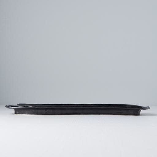 Premium 33cm Gunmetal Glaze Ceramic Sashimi Plate Dishwasher Microwave Safe