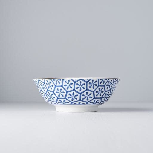 Premium Bowl – Blue Indigo Ikat Hexagon Flower Design 19cm, 750ml