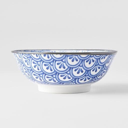 Petal Crest 19cm Ceramic Bowl 750ml Blue Dishwasher Microwave Safe