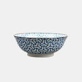 Premium Ceramic Bowl – Blue Indigo Ikat Herringbone Design 19cm, 750ml