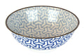 Premium Ceramic Bowl – Blue Indigo Ikat Herringbone Design 19cm, 750ml