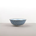 Premium Ceramic Bowl – Blue Indigo Ikat Herringbone Design 19cm, 750ml