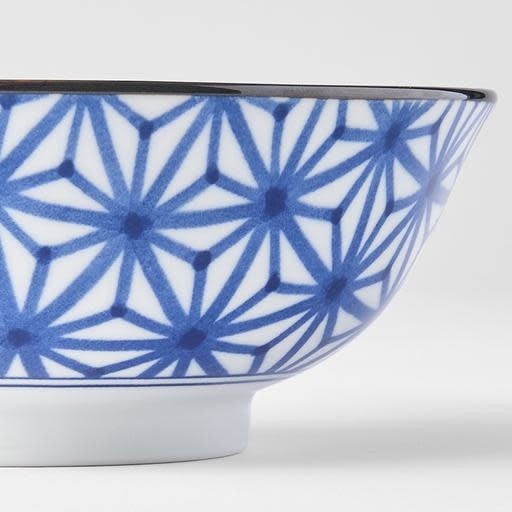 Premium 19cm Indigo Ikat Starburst Ceramic Bowl 750ml Dishwasher Microwave Safe