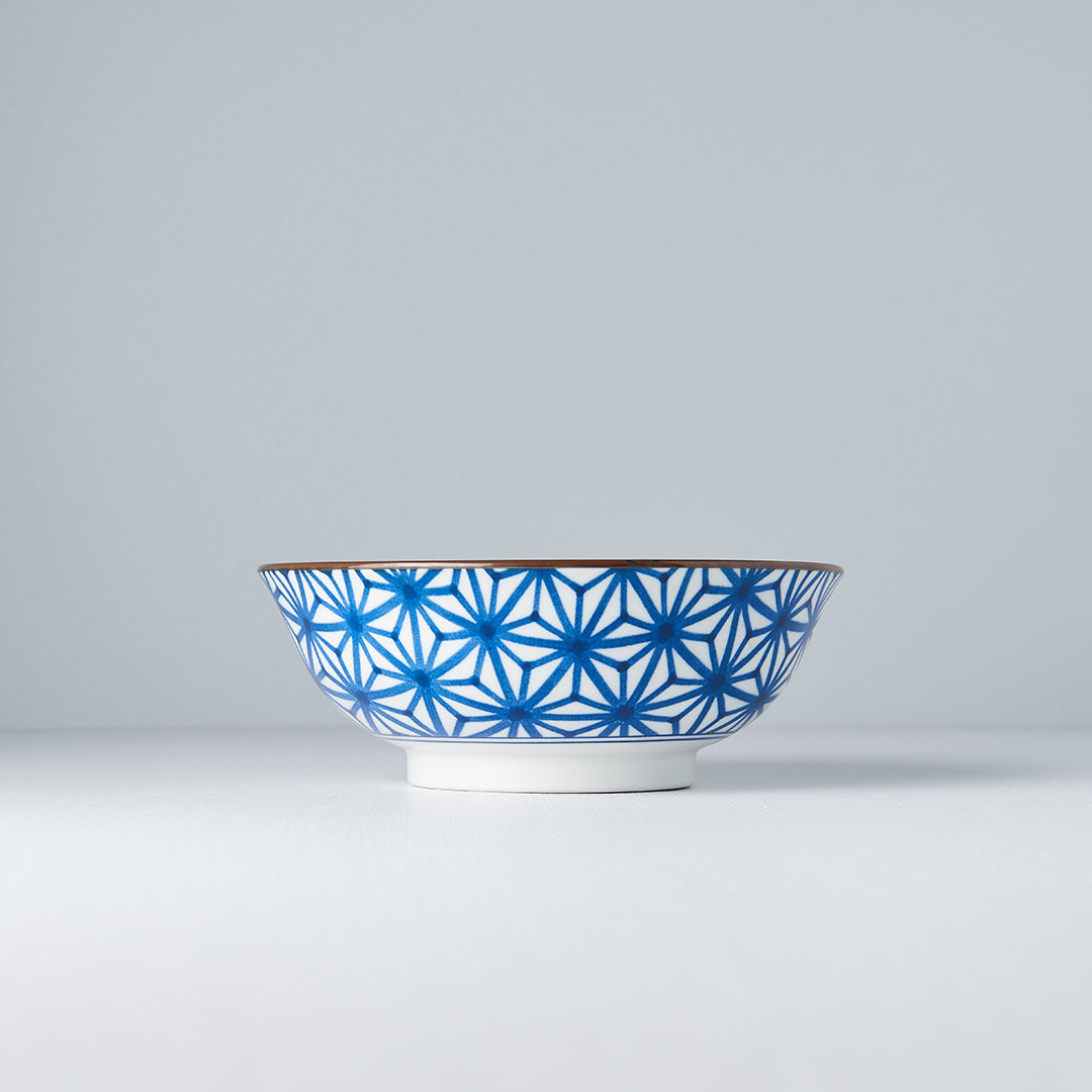 Premium 19cm Indigo Ikat Starburst Ceramic Bowl 750ml Dishwasher Microwave Safe