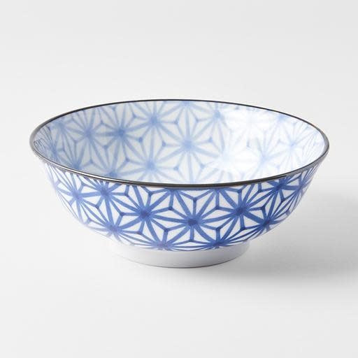 Premium 19cm Indigo Ikat Starburst Ceramic Bowl 750ml Dishwasher Microwave Safe