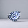 Premium Ceramic Bowl – Blue Indigo Ikat Herringbone Design 13cm, 300ml